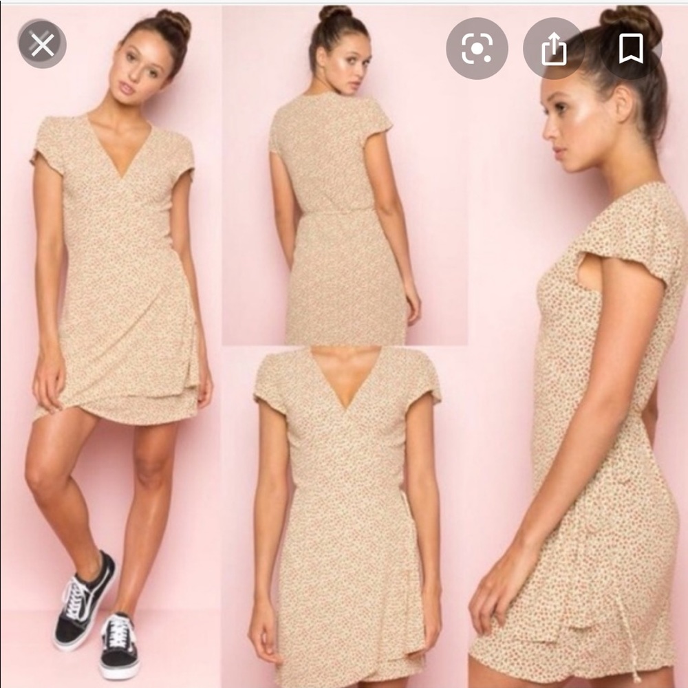 Brandy Melville yellow floral tie dress